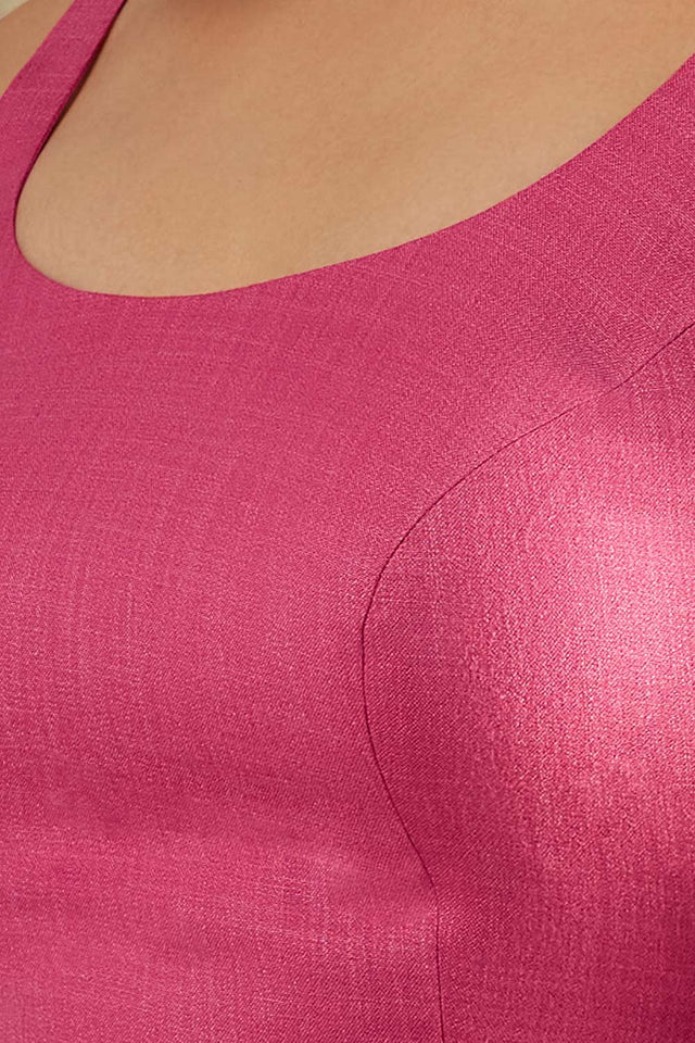 Women's Pink Linen Cotton Solid Padded Blouse