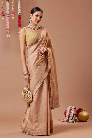 Gold Shimmer Wrinkled Tissue Blouse