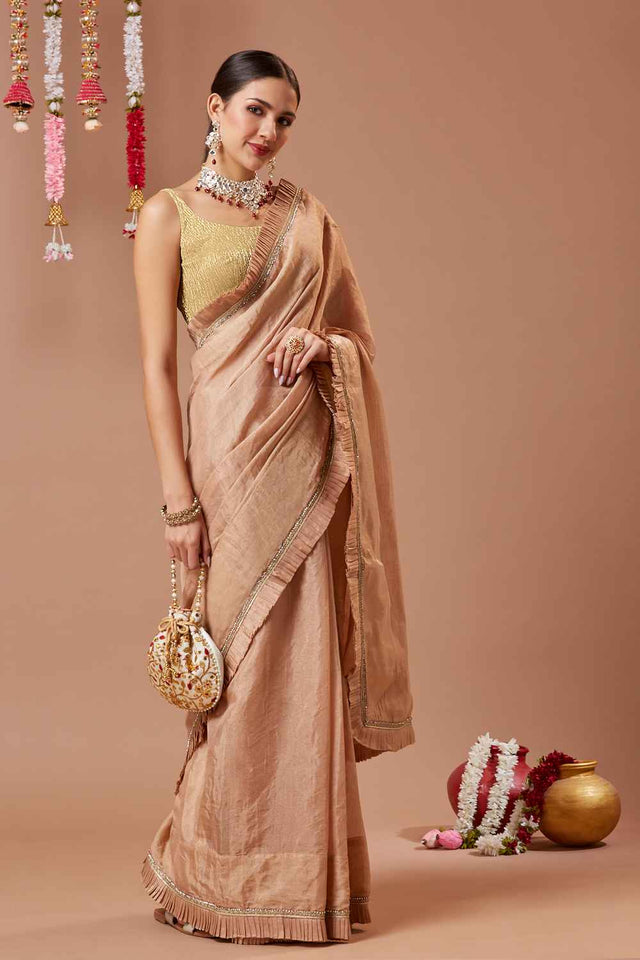 Gold Shimmer Wrinkled Tissue Blouse