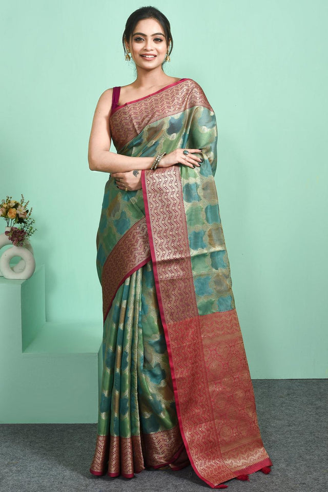 Multi-Color Woven Silk Blend Saree (ROMIIJ6C3807)