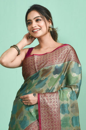 Multi-Color Woven Silk Blend Saree (ROMIIJ6C3807)