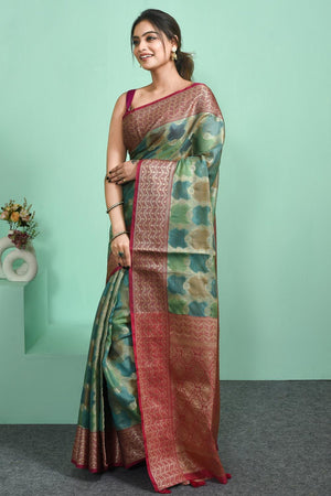Multi-Color Woven Silk Blend Saree (ROMIIJ6C3807)