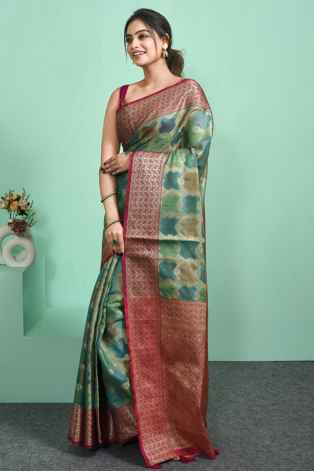Multi-Color Woven Silk Blend Saree (ROMIIJ6C3807)