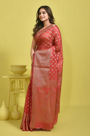 Pink Woven Silk Blend Saree (ROMPPD6C3765)