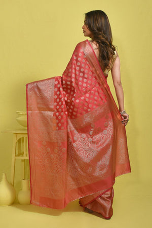 Pink Woven Silk Blend Saree (ROMPPD6C3765)