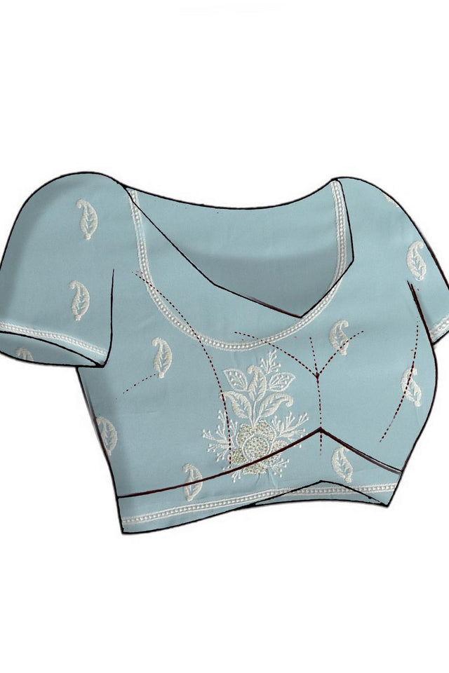Blue Thread Work Georgette Saree (RRGBBO6C3835)