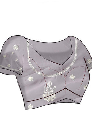 Violet Thread Work Georgette Saree (RRGQQO6C3844)