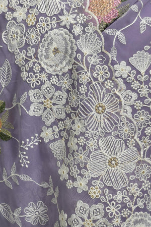 Violet Floral Embroidered Georgette Saree (RRGQQQ6C3832)