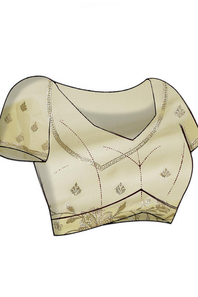 Off-White Beads & Stone Embossed Georgette Saree (RRPCCO6C3758)
