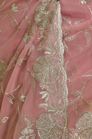 Pink Embroidered Georgette Saree (RRPPPO6C3764)