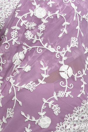 Violet Thread Work Georgette Saree (RSGQQJ6C3843)