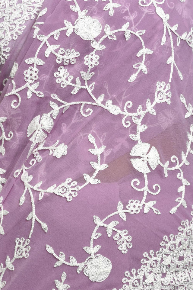 Violet Thread Work Georgette Saree (RSGQQJ6C3843)