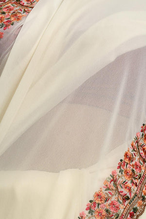 Off-White Floral Embroidered Georgette Saree (RSPCCM6C3823)