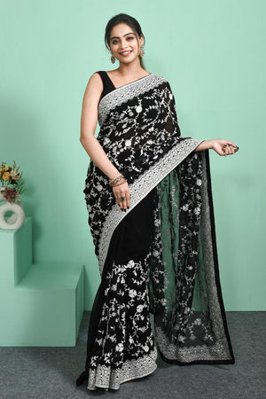 Black Embroidered Georgette Saree (RSPLWJ6C3793)