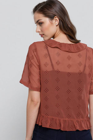 Rust Solid Satin Tops & Tunics