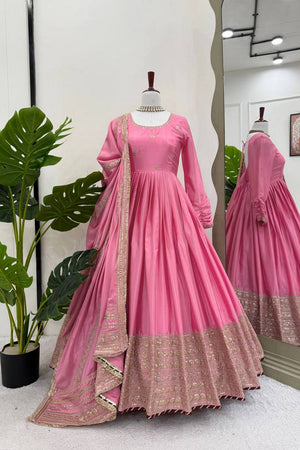 Pink Embroidered Art Silk Anarkali Suit (RT-5816-pink)