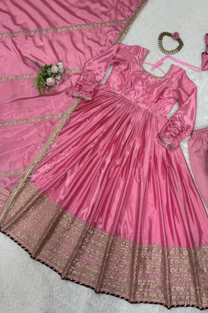 Pink Embroidered Art Silk Anarkali Suit (RT-5816-pink)