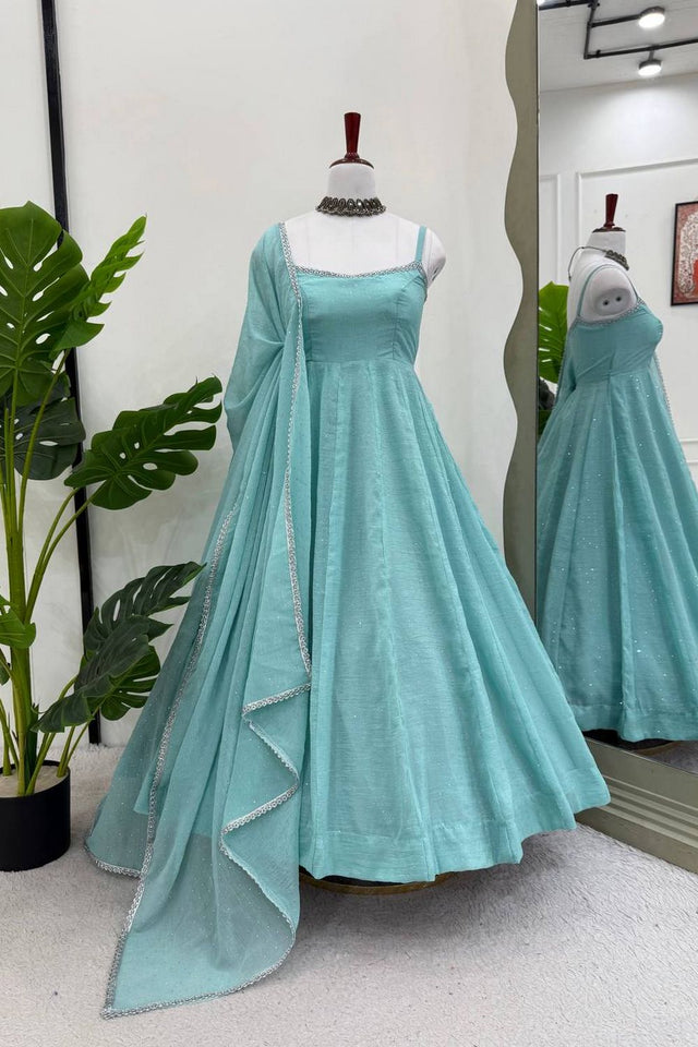 Blue Sequin Art Silk Anarkali Suit (RT-5883)