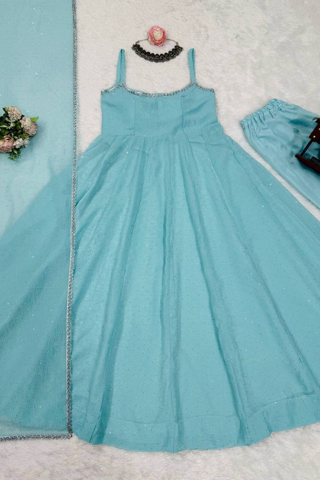 Blue Sequin Art Silk Anarkali Suit (RT-5883)