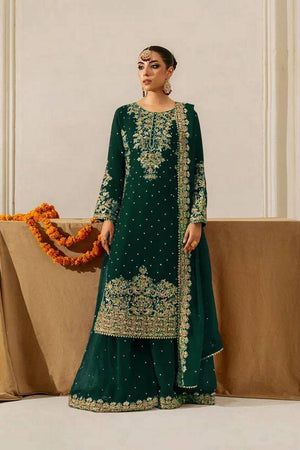 Green Embroidered Georgette Palazzo Suits (RT-5901-Green)