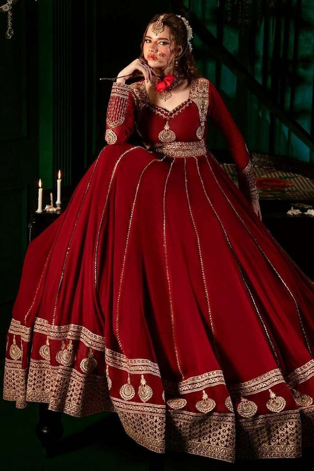 Maroon Sequin Georgette Anarakali Suit Sets