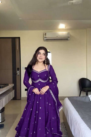 Violet Sequin Georgette Kurti Pant Set