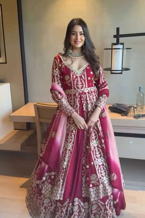 Maroon Sequin Georgette Lehenga