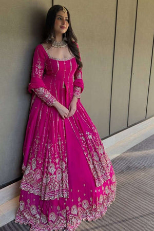 Pink Sequin Georgette Lehenga (RT-5930)