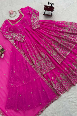 Pink Sequin Georgette Lehenga (RT-5930)