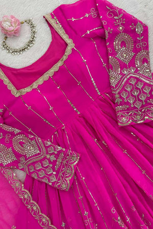 Pink Sequin Georgette Lehenga (RT-5930)