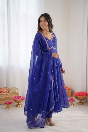 Blue Embroidered Art Silk Anarkali Suit (RT-5936-blue)