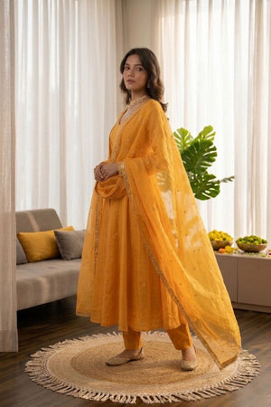 Yellow Embroidered Art Silk Anarkali Suit (RT-5936-yellow)