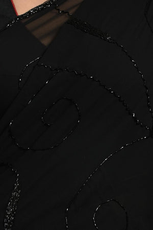 Black Beads & Stone Embossed Georgette Saree (RWGLLP6C3800)