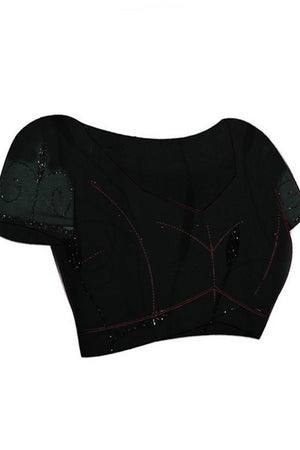 Black Beads & Stone Embossed Georgette Saree (RWGLLP6C3800)