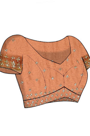 Peach Embroidered Tissue Saree (RWIHHX6B3722)