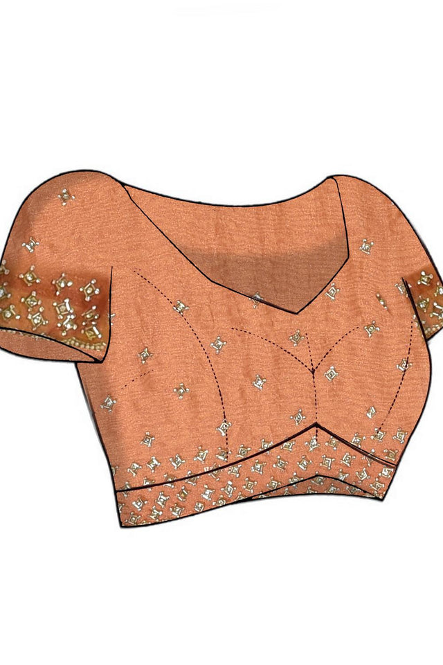 Peach Embroidered Tissue Saree (RWIHHX6B3722)