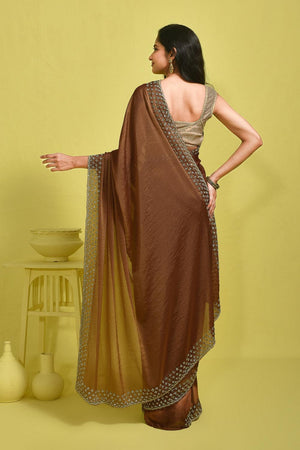 Brown Embroidered Tissue Saree (RWINNX6B3723)