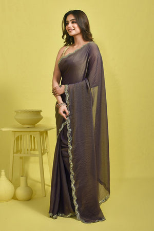 Violet Mirror Sequin Tissue Saree (RWIQQO6C3775)