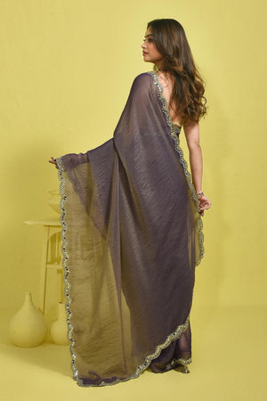Violet Mirror Sequin Tissue Saree (RWIQQO6C3775)