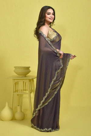 Violet Mirror Sequin Tissue Saree (RWIQQO6C3775)