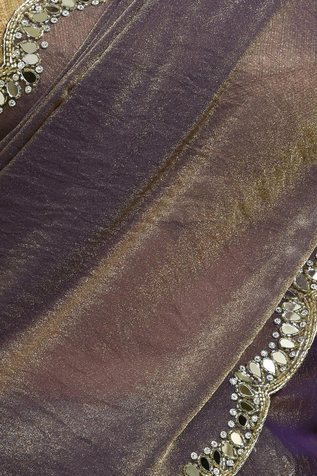 Violet Mirror Sequin Tissue Saree (RWIQQO6C3775)