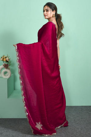 Pink Sequin & Stone Embossed Satin Saree (RWTPPP6C3819)