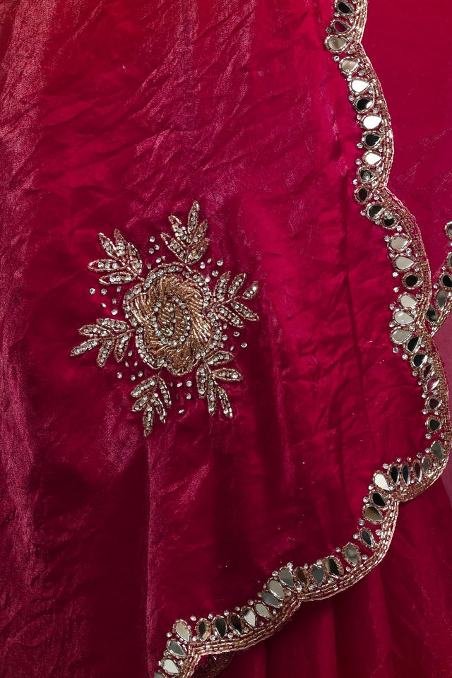 Pink Sequin & Stone Embossed Satin Saree (RWTPPP6C3819)