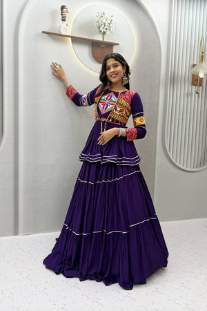 Blue Solid with Flared Cotton Lehenga (Ram -120- Blue)