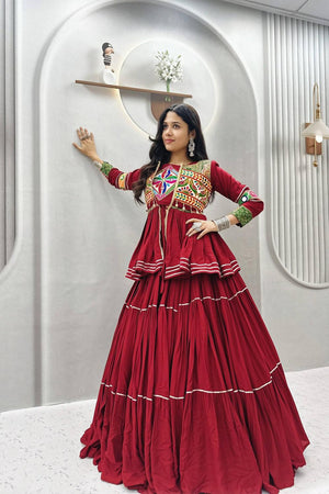 Maroon Solid with Flared Cotton Lehenga (Ram -120- Maroon)