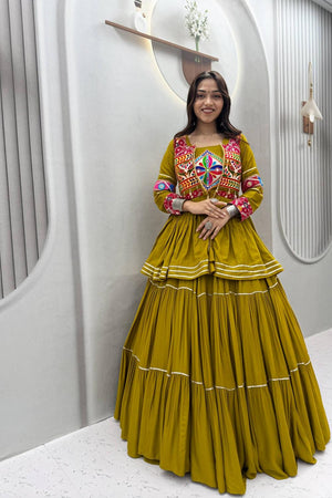 Mustard Solid with Flared Cotton Lehenga (Ram -120- Mustard)