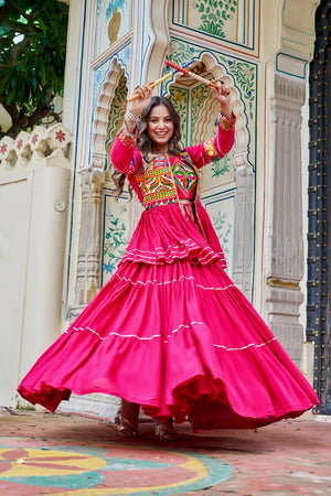 Pink Solid with Flared Cotton Lehenga (Ram -120- Pink)