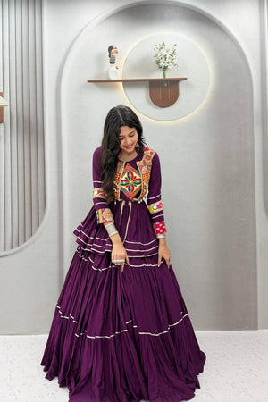 Purple Solid with Flared Cotton Lehenga (Ram -120- Purple)