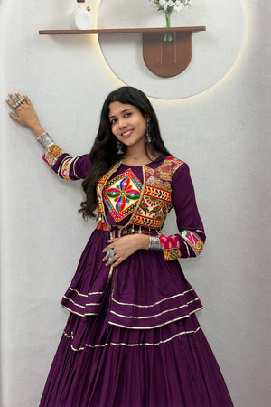 Purple Solid with Flared Cotton Lehenga (Ram -120- Purple)