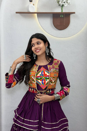 Purple Solid with Flared Cotton Lehenga (Ram -120- Purple)